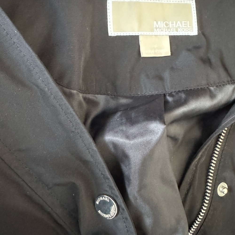 Michael Kors Black Hooded Anorak Utility Jacket Zip Front Drawstring Waist - Picture 8 of 8